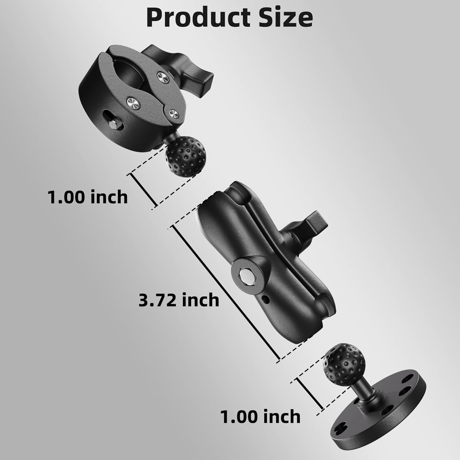Trolling Motor Support Stabilizer Mount Tough Claw Aluminum Alloy 1" Ball Heavy Duty Trolling Motor Stabilizer Mount Clamp for Rails 0.61" - 1.69" with Medium Arm and round Plate image number 5