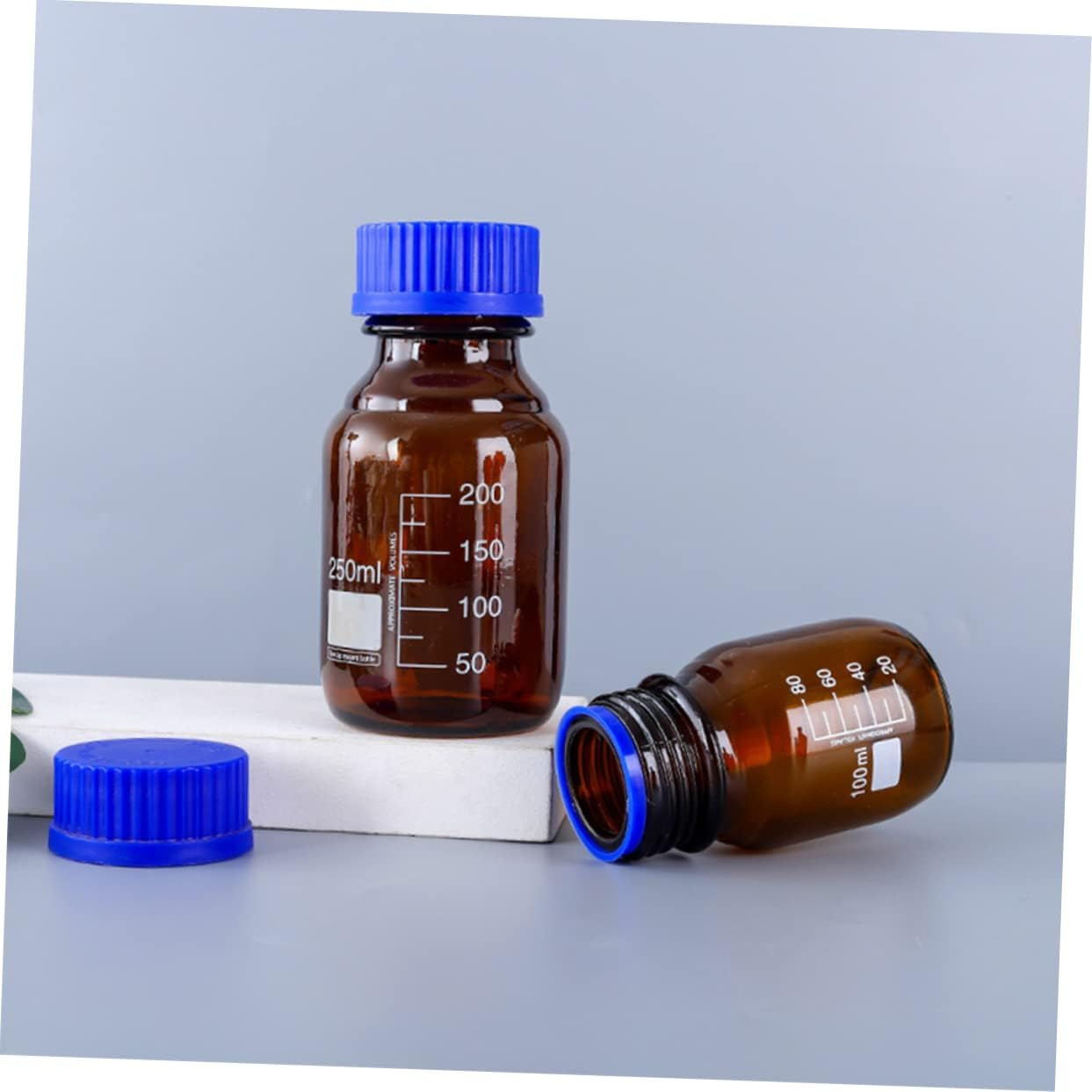 Kichvoe 3Pcs 100Ml Glass Chemical Reagent Bottles - Leak Resistant Sealing Medicine Container | for Lab Samples & Essential Oils Storage image number 1
