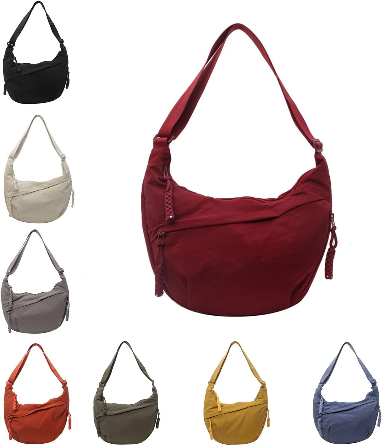 Regularlyk Crossbody Bag, Regularlyk Nylon Crossbodys Bag, Fashion Plain Color Nylons Crossbody Bags, Nylon Crescent Bags Crossbody for Women, Large Capacity, Suitable for Daily Use and Travel