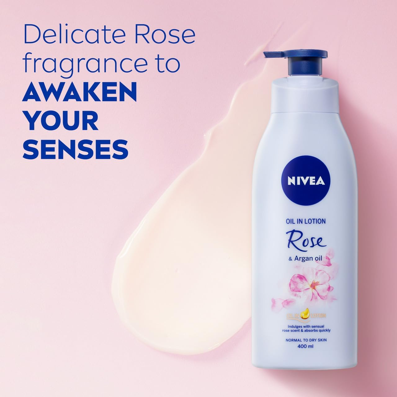 NIVEA Oil Infused Body Lotion with Rose and Argan Oil 400Ml | 24-Hour Hydration | Fast-Absorbing Formula | Delicate Floral Scent | Softens Dry Skin | Perfect for Everyday Use image number 4