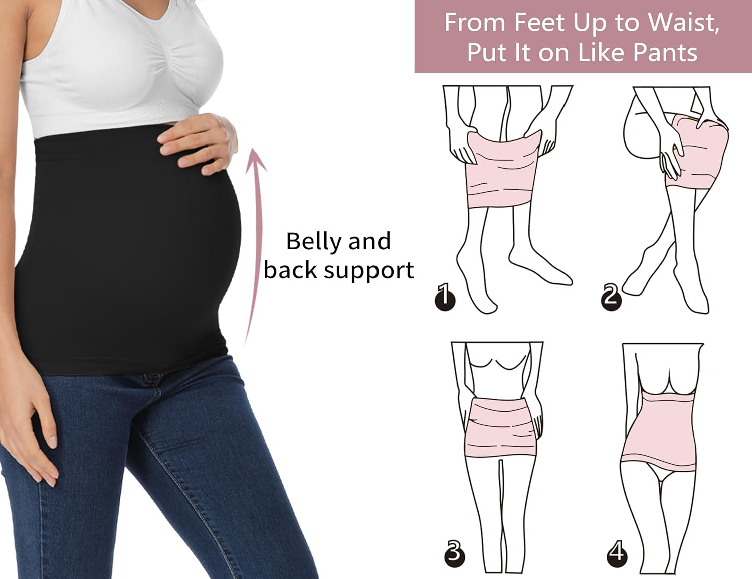 Rheane Seamless Pregnancy and Postpartum Belly Band with Pant Extenders image number 4