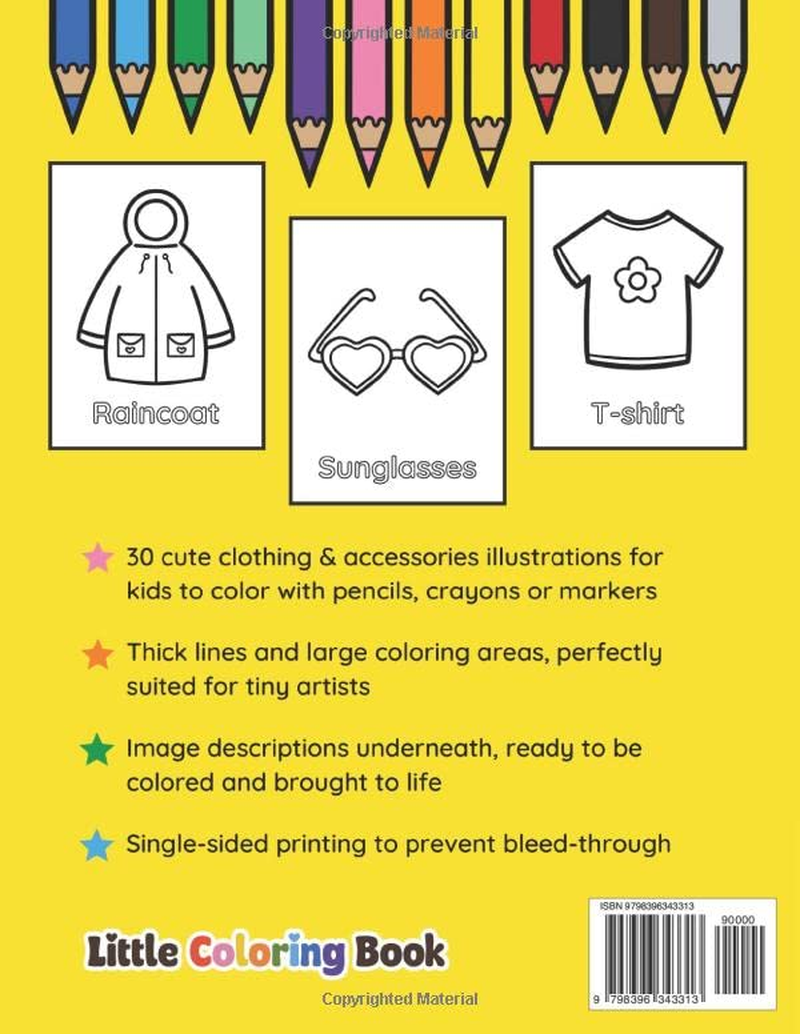 Clothing Coloring Book for Toddlers: Clothes, Outerwear, Shoes and Fashion Accessories, Large and Easy Coloring Pages for Preschool and Kindergarten Kids (Ages 1 to 4) image number 1