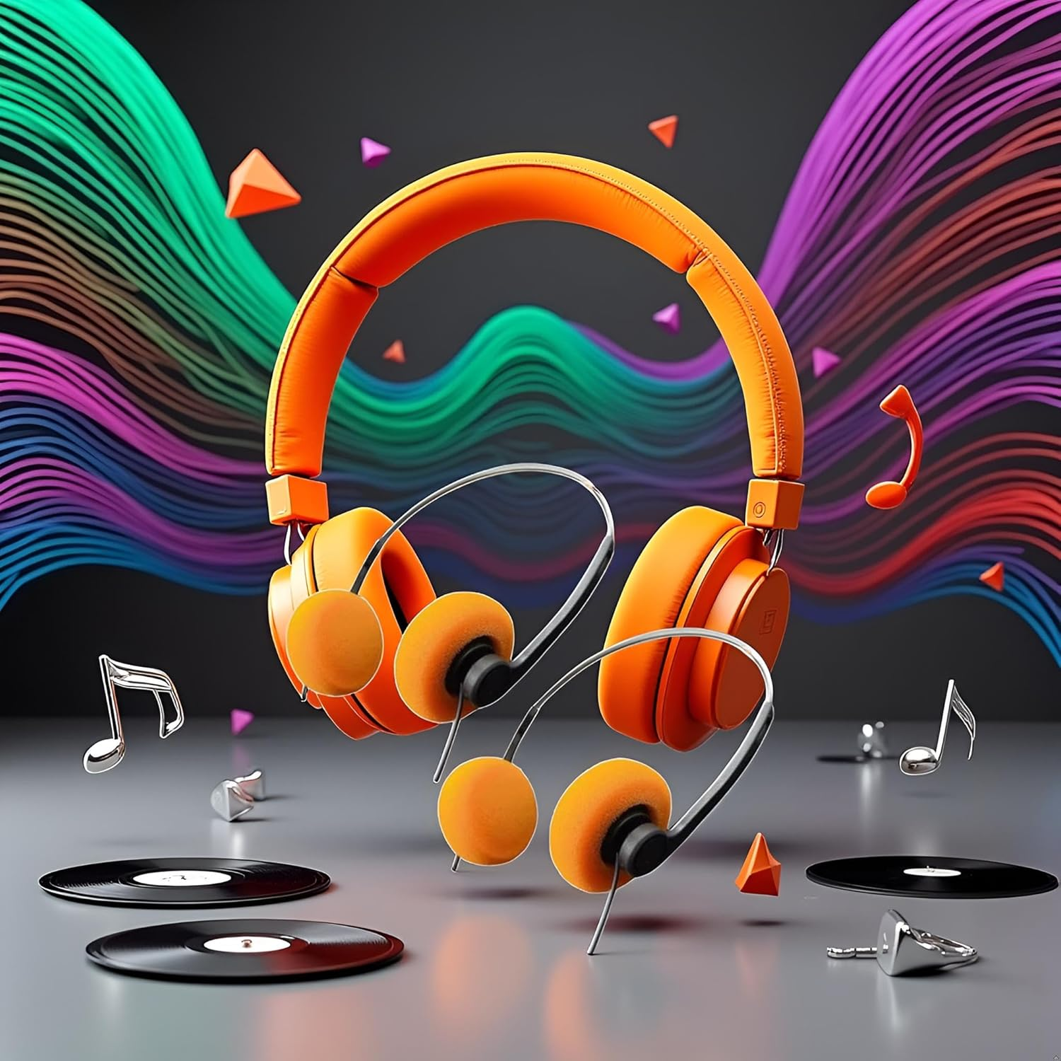2Pcs Orange Retro Over-Ear Headphones,Wired Stereo Headphones,Headphone,Lightweight Portable Headphone with Adjustable Headband,Electronics image number 3