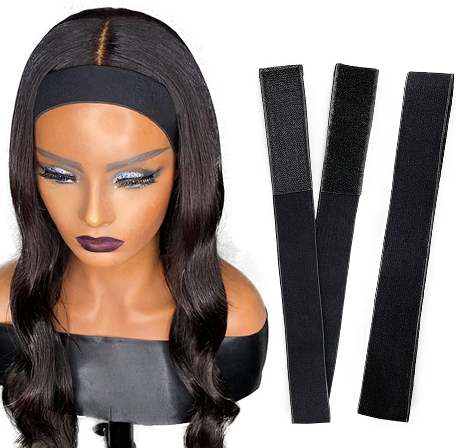 Atimiaza 2 Pcs Elastic Bands for Wig, Lace Melting Edge Wrap to Lay Edges (Black, Pack of 2) - Black (Pack Of 2) image number 2