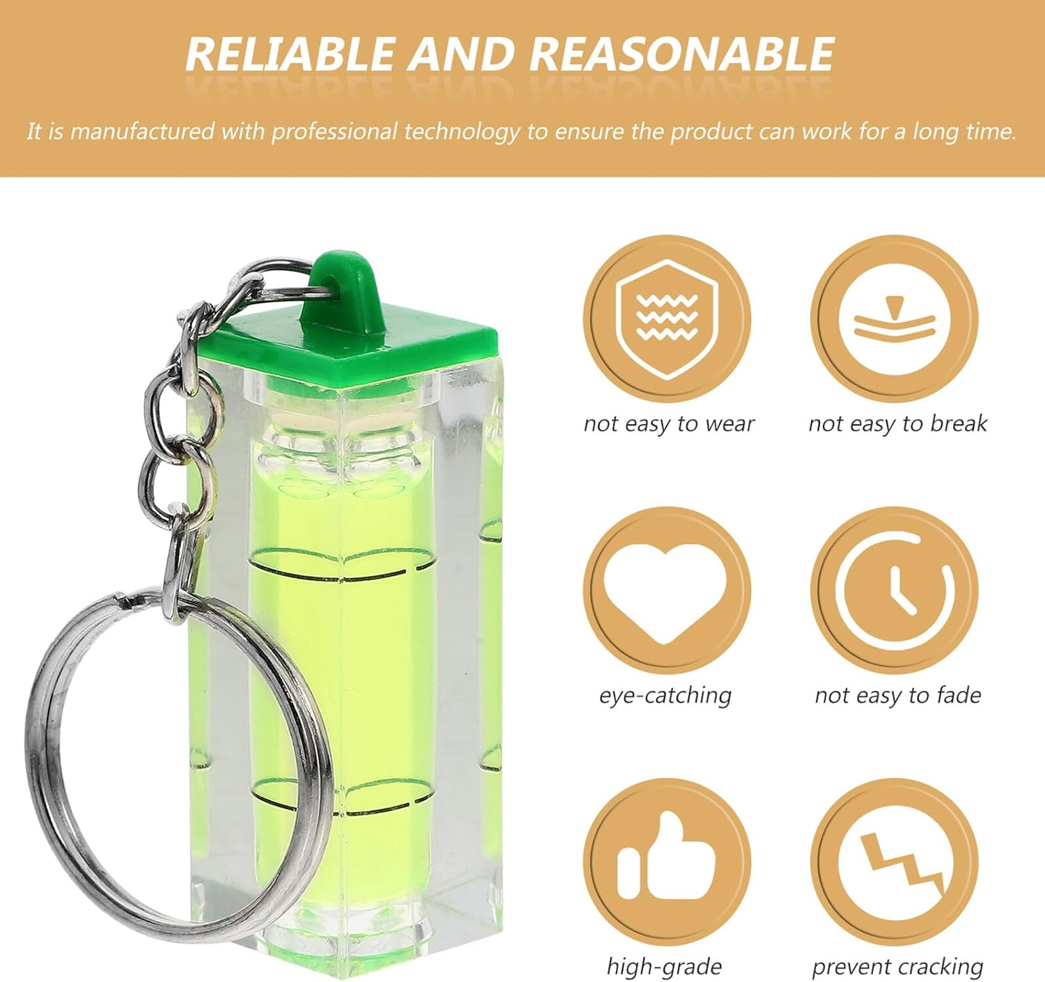 Veemoon Portable Small Bubble Level Keychain for Men Lightweight Spirit Level Pendant with Chain Accurate Measuring Tool Stylish Wallet Chain Accessory for Car Keys and Bags Random Color