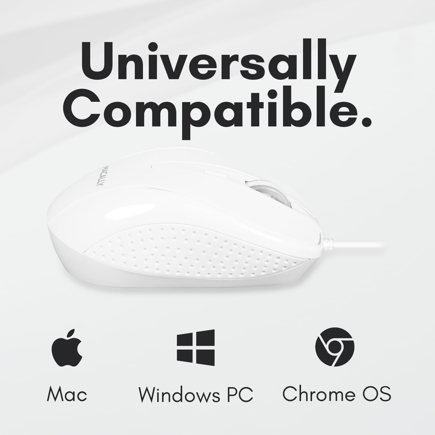 Macally USB Wired Mouse with 3 Button, Scroll Wheel, & 5 Foot Long Cord, USB Mouse for Laptop and Desktop, Computer Mouse Wired Compatible with Apple Macbook, Imac, Mac Mini, Windows PC, & Chromebook image number 4