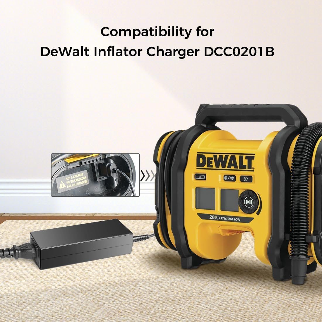 KFD 13.8V N557514 Inflator Power Supply Compatible with Dewalt DCC020IB Inflator Battery DEWALT Dcc020I 20V MAX Tire Inflator DCC020IB Type DCC020IB-CA Type 1 Charger Power Cord Adapter