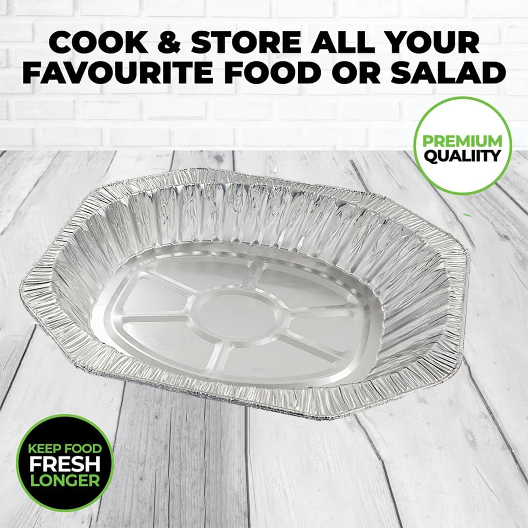 [10Pk]Home Master Aluminium Large Foil Tray, Heavy Duty, Durable, Seals in Freshness, Reusable, Disposable and Recyclable (45Cm X 35Cm X 7Cm) image number 3
