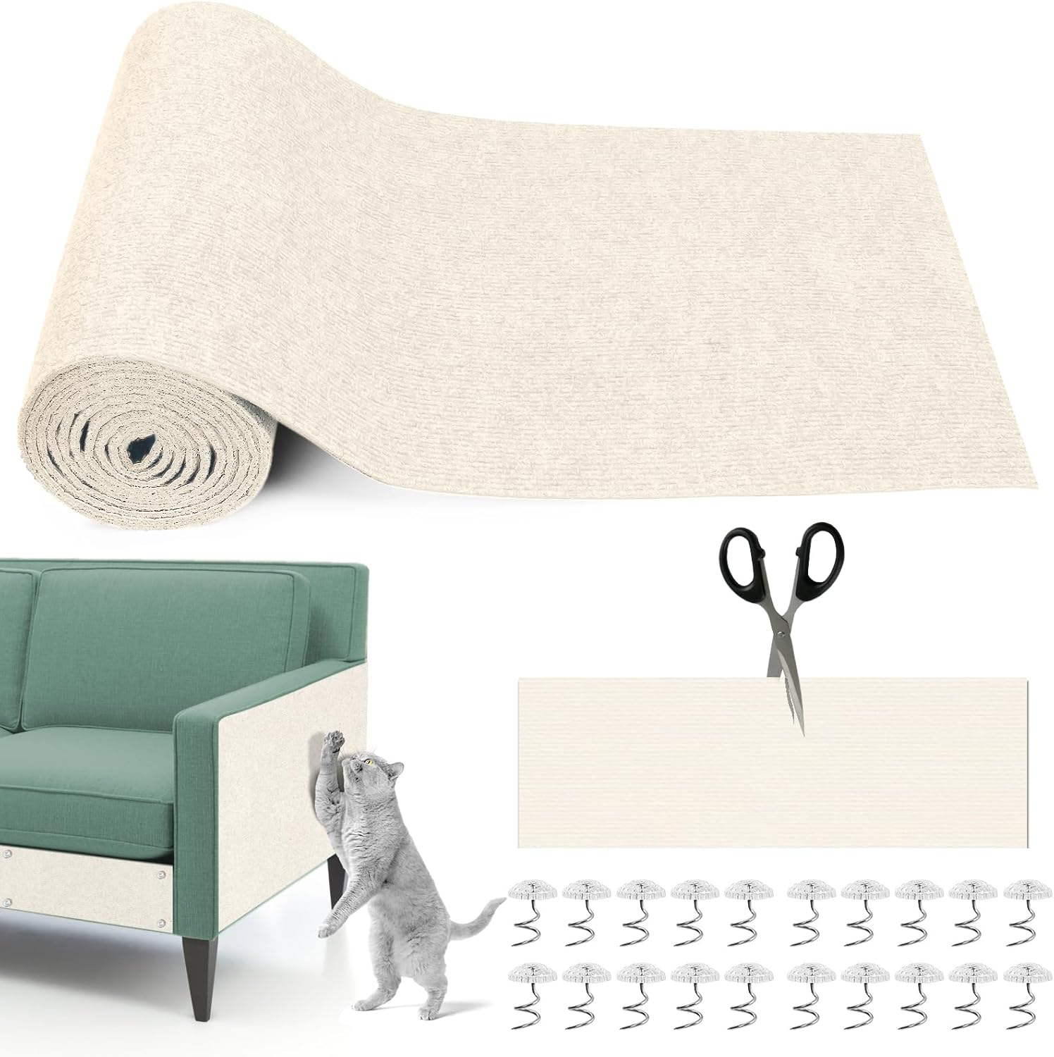 Draupnir Self-Adhesive Scratching Mat, 40 Cm X 300 Cm, Cat Scratching Mat, Trimmable Scratching Mat, Cat Wall, DIY Climbing Cat Scratcher with 20 Screws for Cat Tree Shelves, Furniture, Couch, Wall,