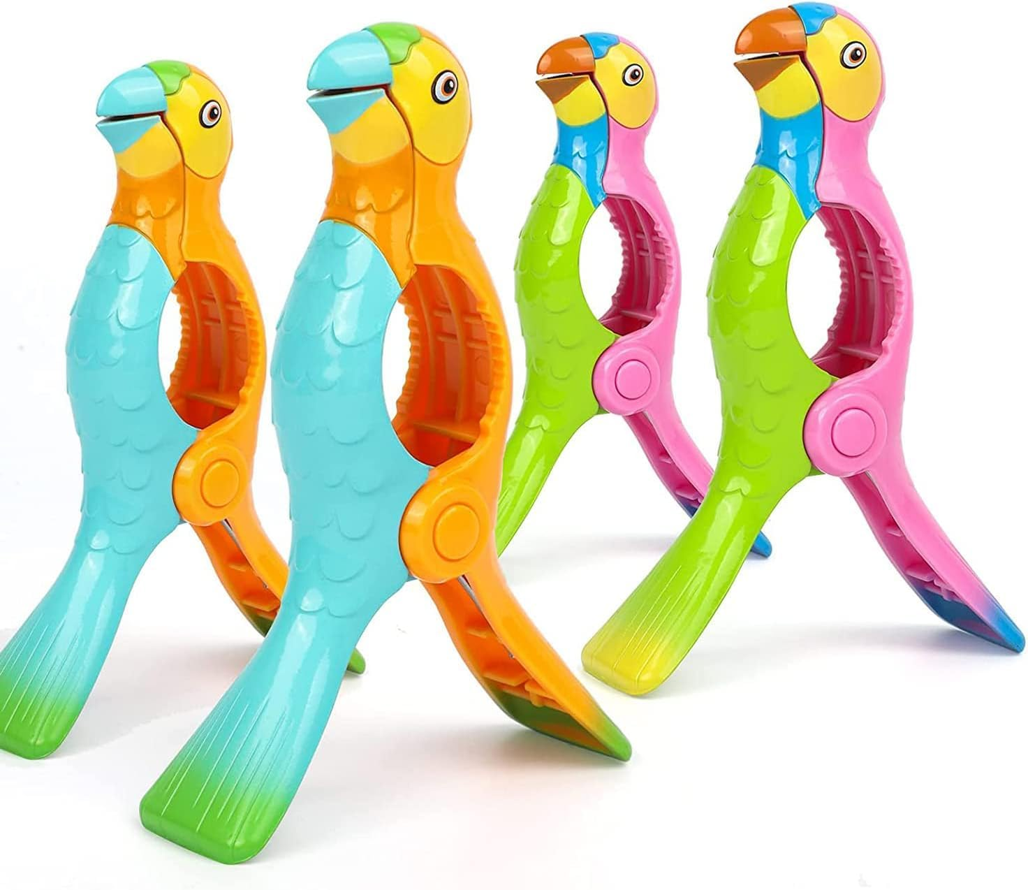 4 Pcs Beach Towel Clips, Lounge Chairs Clips, Parrot Towel Clips for Beach Chairs, Strong Towel Clips for Keep Your Cloth or Towel from Blowing for Cruise, Beach, Patio, Pool image number 5