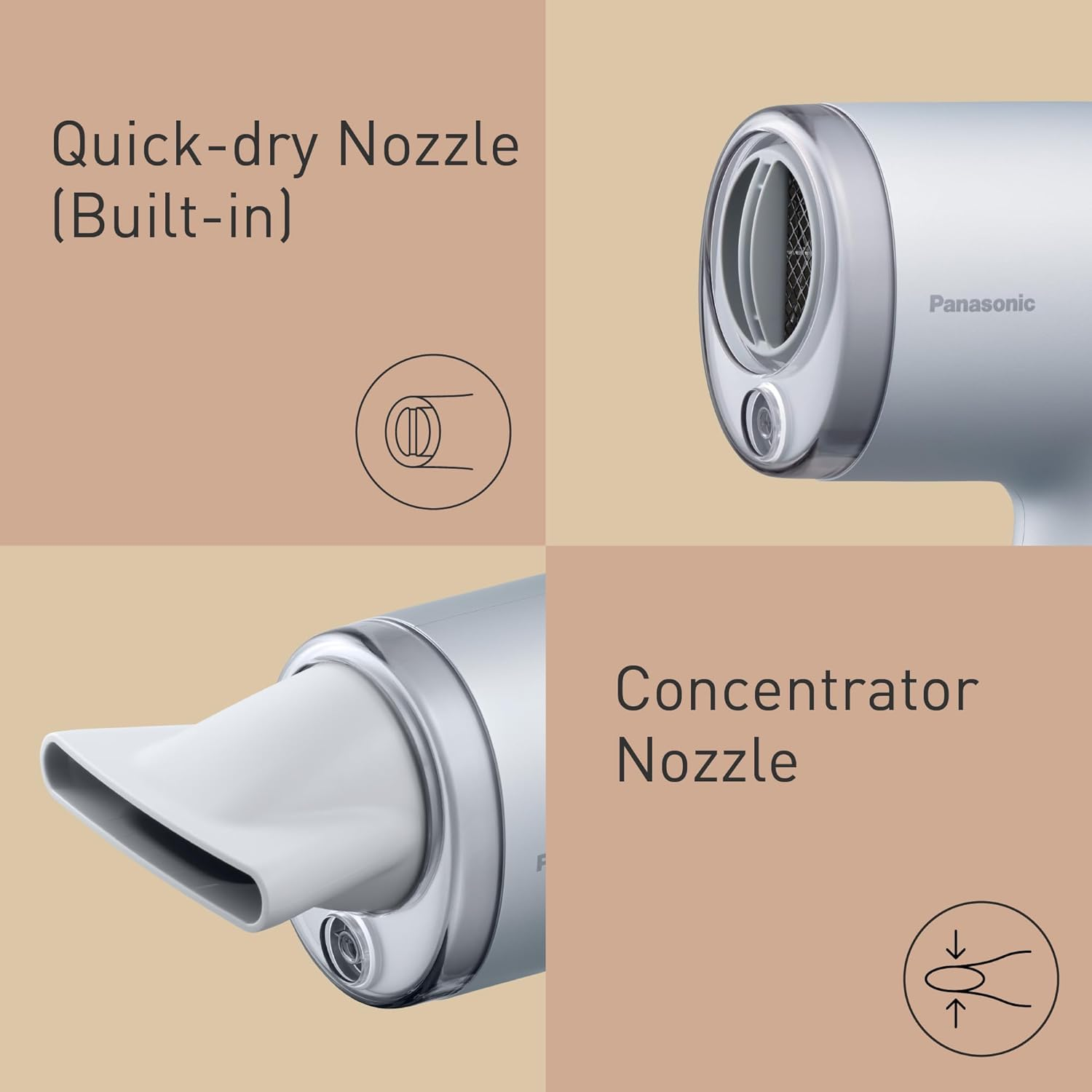 Panasonic Nanoe Hairdryer, Foldable, with Hot/Cold Modes and Quick Dry Nozzle (EH-NA7M) image number 3