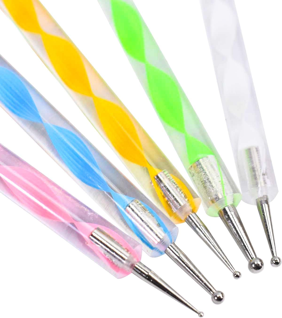 TRIXES 5 X 2 Way Dotting Pen Marbleizing Tool Nail Art Dot Paint Shop Accessory image number 5