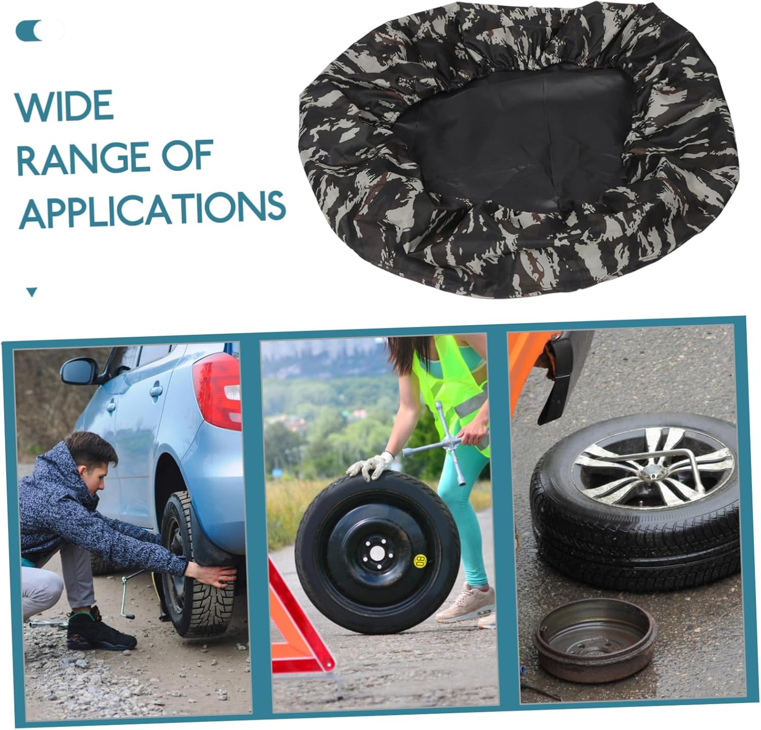 ELAYARD Camouflage Wheel Covers for Rv Sturdy Oxford Camo Tire Cover Fitment for SUV Rv Trailer image number 6