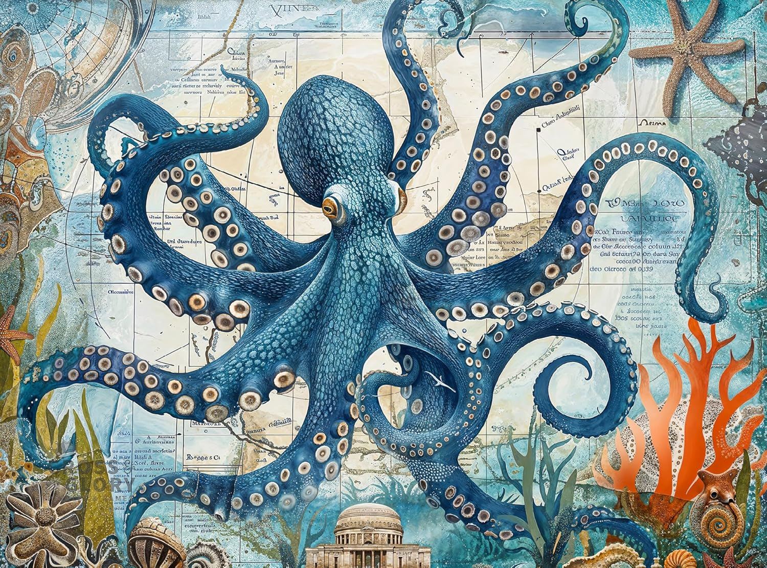 Deep Blue Octopus Odyssey: Premium 1000-Piece Jigsaw Puzzle for Adults - Best New Eco-Friendly Marine Artwork Puzzle - Unique Brain Teaser for Puzzle Enthusiasts by Cross & Glory