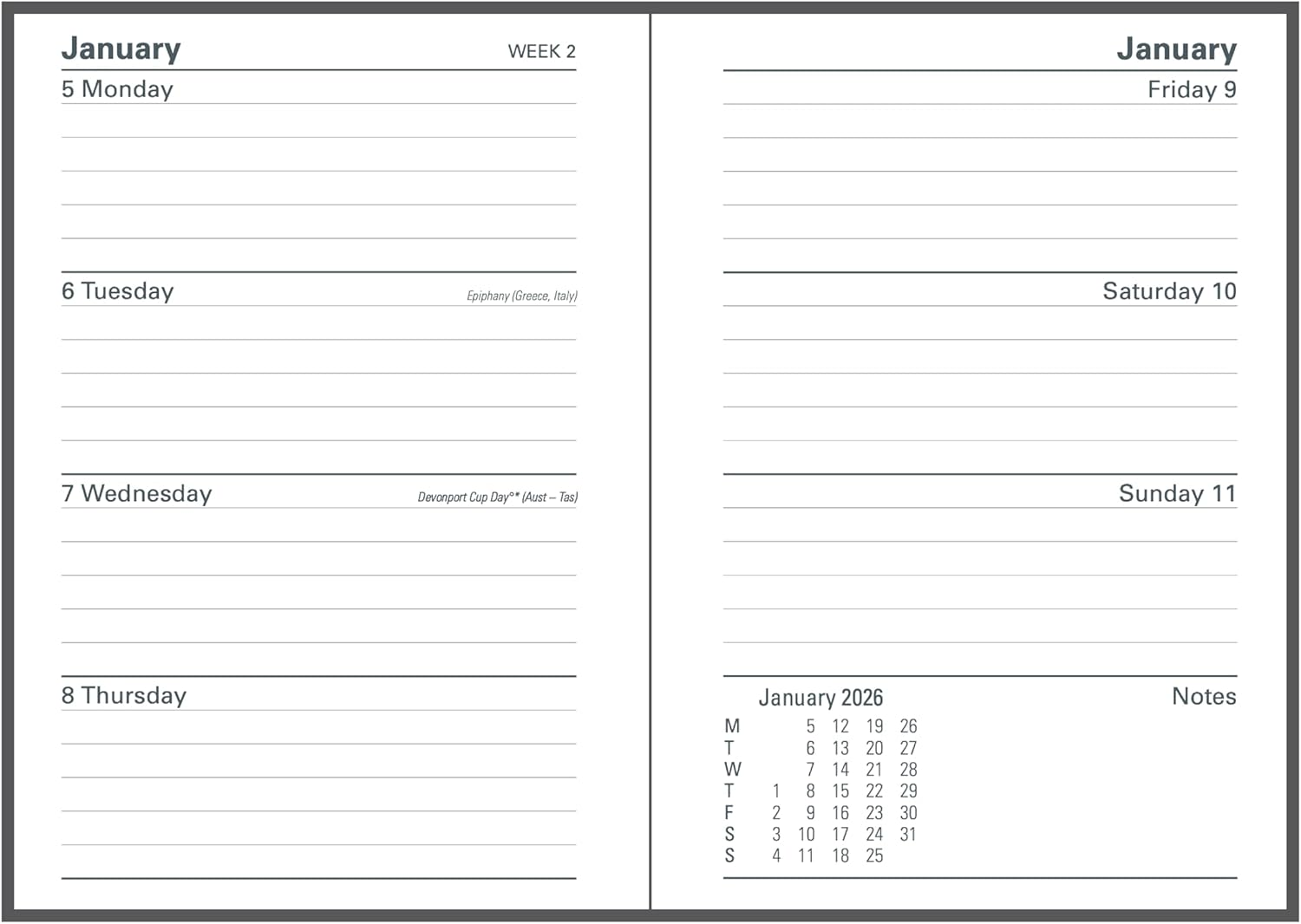 Collins 2025-2026 Financial Year Diary - A6 Week to View Planner - Green