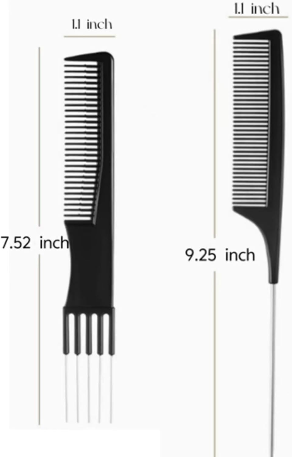 Metal Prong Pick Comb Double-Head Teasing Comb,4Pcs Black Metal Prong Pick Comb,Lift Teasing Comb with Metal Prong,Lift Teasing Comb Salon Teasing Back Comb,Carbon Lift Teasing Combs with Metal Prong