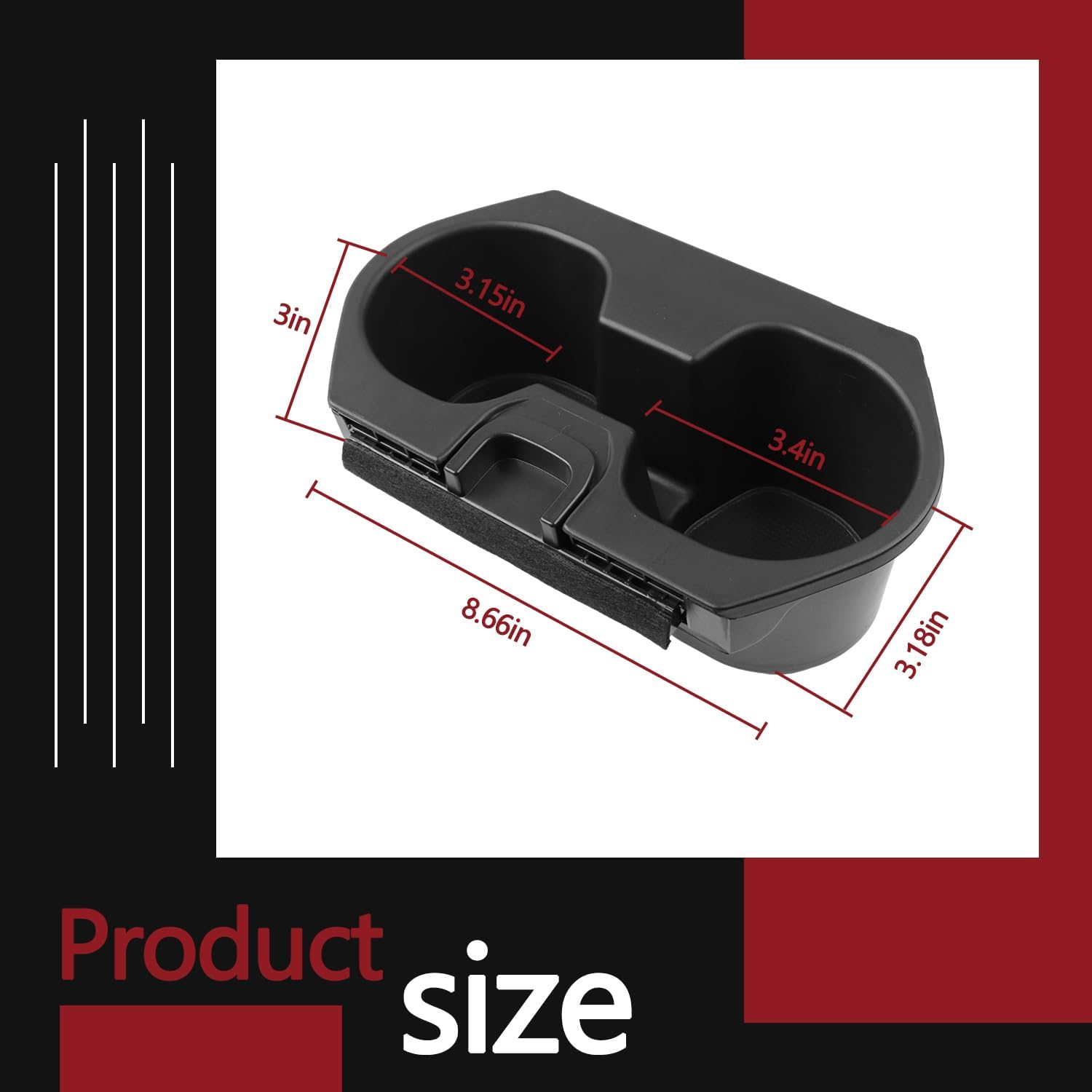 Cup Holder Insert Accessories for Honda Civic 2016-2021 Lx Ex Si Sport Hatchback Coupe Sedan Insight,Center Console Drink Bottle Cup Holder Adapter Replace 83446-TBA-A01ZA (Black) image number 6