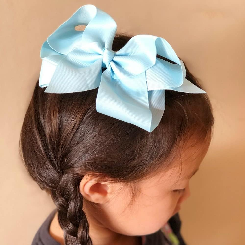 6" Hair Bow Clip Jojo Style Girls Teens Kids Toddler Large School Party AU Lake Blue - Green image number 2