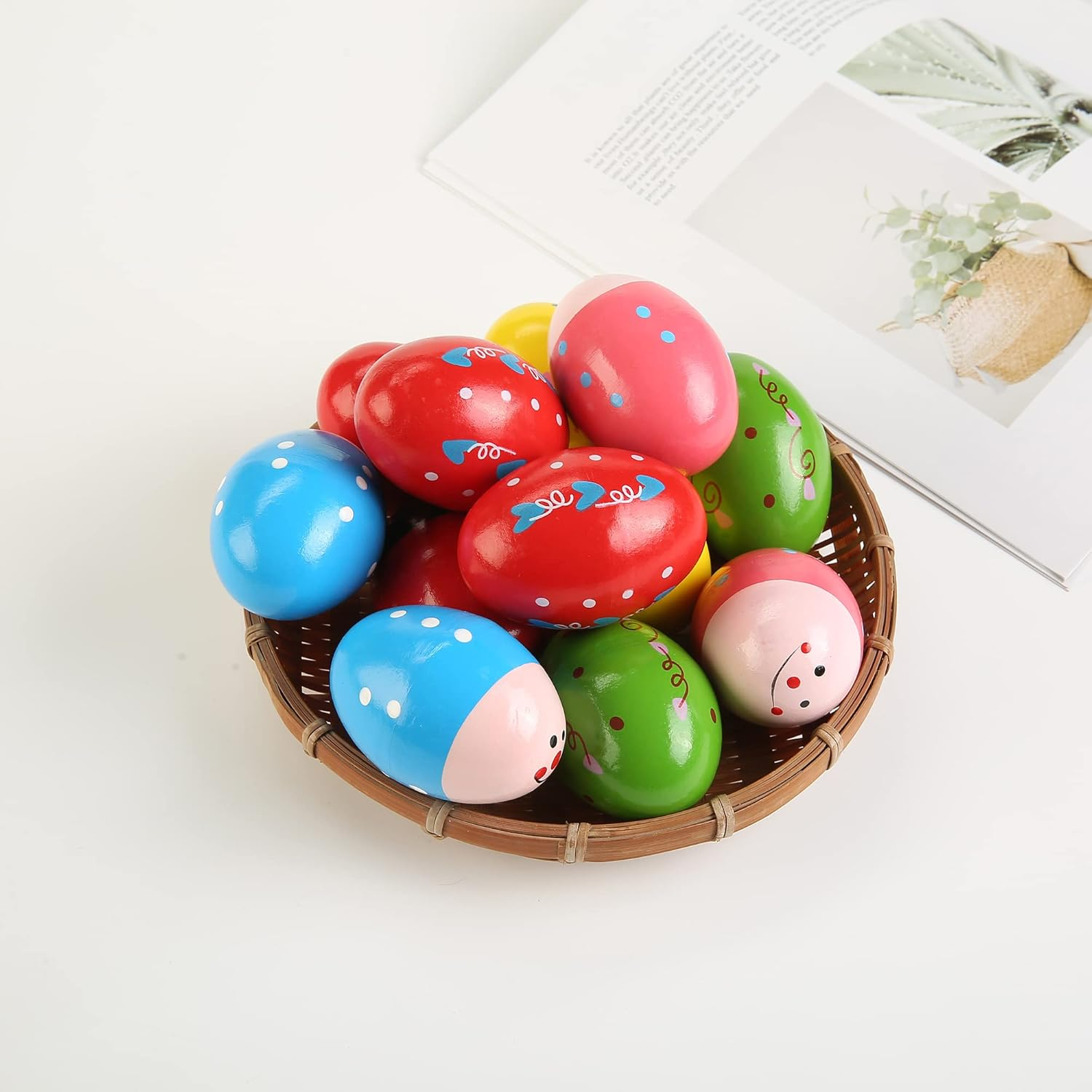 6Pcs Wooden Egg Shakers Hand Musical Maracas Percussion Instruments - Multicolour 12 Pcs image number 2