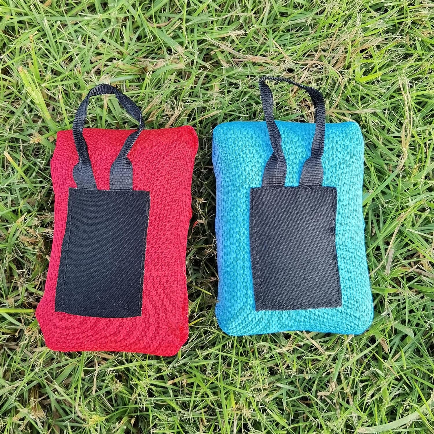 2Pcs Mini Pocket Picnic Blanket, 70&times;110Cm Lightweight Pocket Camping Tarp, Washable Quick Dry Compact Beach Mat for Outdoors Recreation, Durable Waterproof Sand Proof Camping Travel Mat (Red + Blue) image number 4