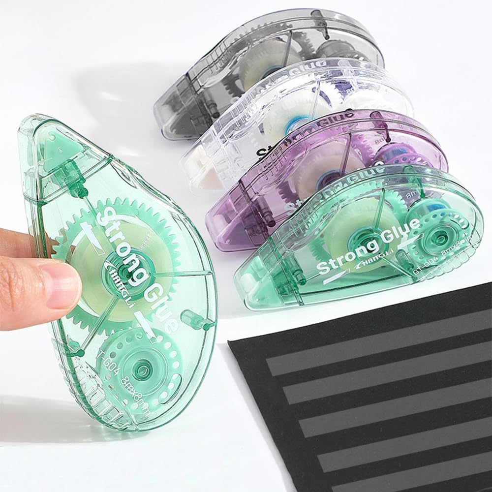 LEFAFA 4 Pack Double Sided Tape Roller, Scrapbook Journaling School Office Supplies Glue Tape Runner for Crafts, Gift Wrapping and Photo Tapes(8Mmx8M) (Transparent) image number 2