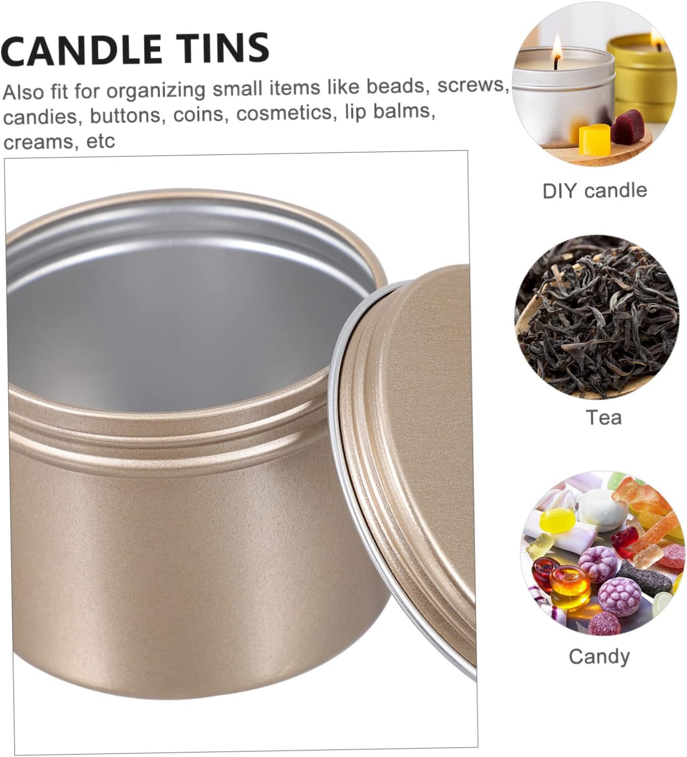 AUTSUPPL DIY Craft Project Essential 5Pcs Metal Canisters for Candle Christmas Treats Cream Dry Goods Storage