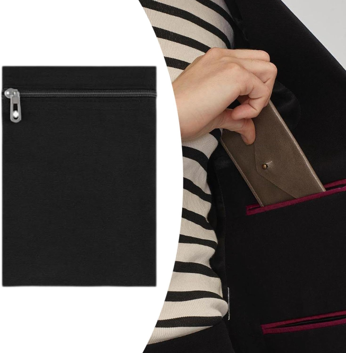 Qianly 2Pcs Sew in Side Pocket with Zipper Lightweight Phone Pouch Wallet image number 6