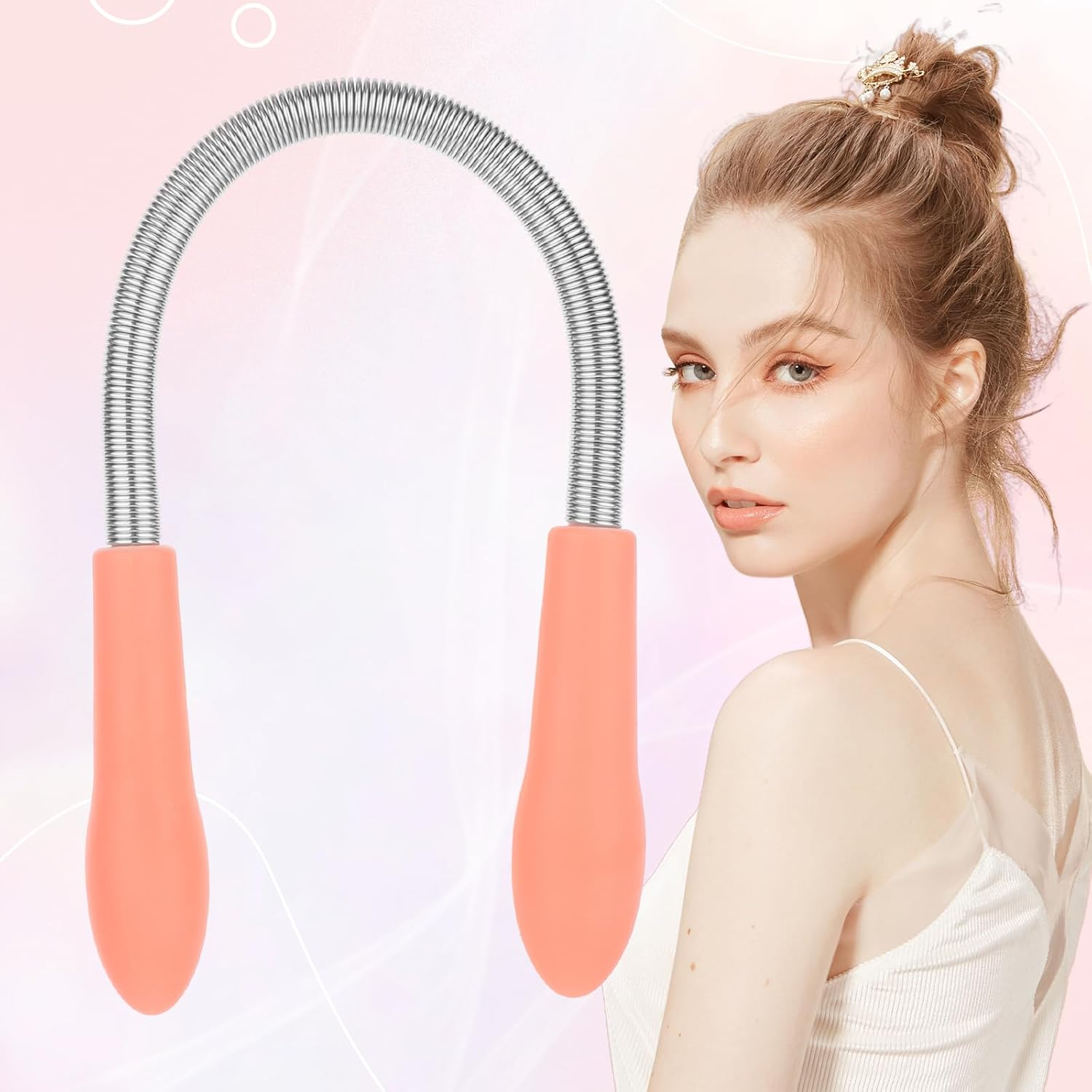 Molain 6 Pieces Facial Hair Remover Spring Eyebrow Face Epilator Coil Portable Hair Remover Spring Threading Tool Hair Remover Spring Epilator for Women Chin Cheek Mustache Upper Lip