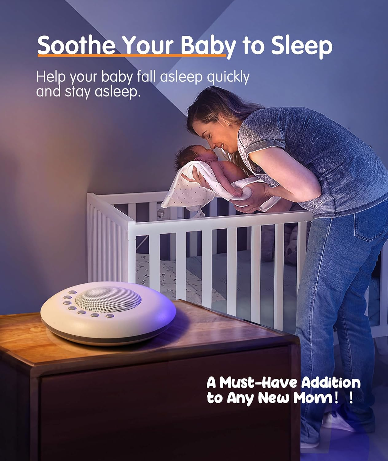 White Noise Machine Baby, Portable Sound Machine for Sleeping Adults Kids, Travel Noise Machine with 28 Sleep Soothing Sounds for Home Office Nursery 3 Timer Memory Function Rechargeable image number 1