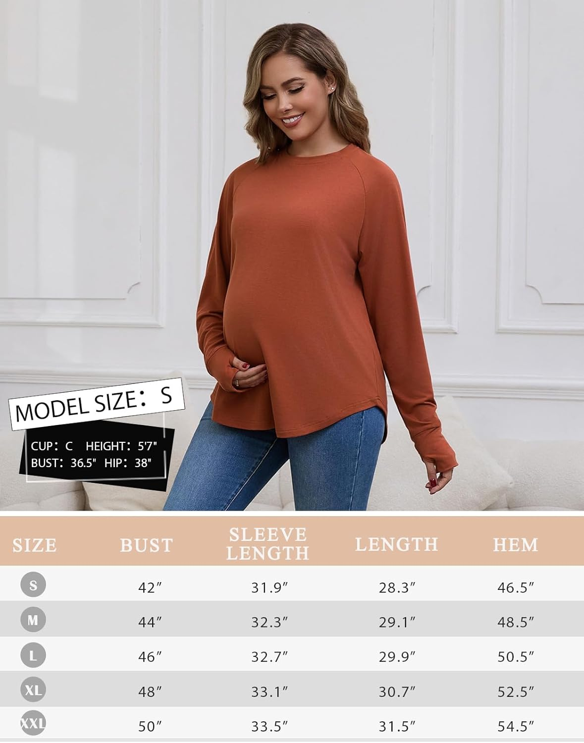 Bhome Maternity Shirts 3 Packs Long Sleeve Pregnancy Tops Loose Fit Casual Blouses with Thumb Holes image number 1