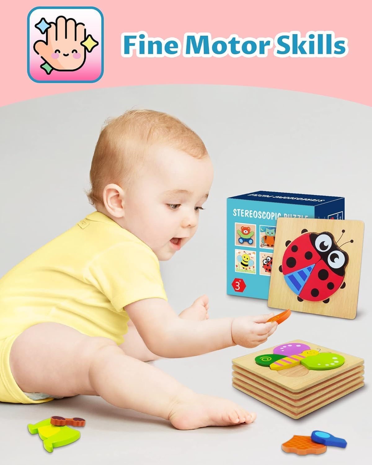 Wooden Puzzles Toddler Toys Gifts for 1 2 3 Year Old Boys Girls, Animal Jigsaw Puzzles Montessori Toys, Learning Educational Christmas Birthday Gifts for Girls Boys Ages 1-3 image number 2