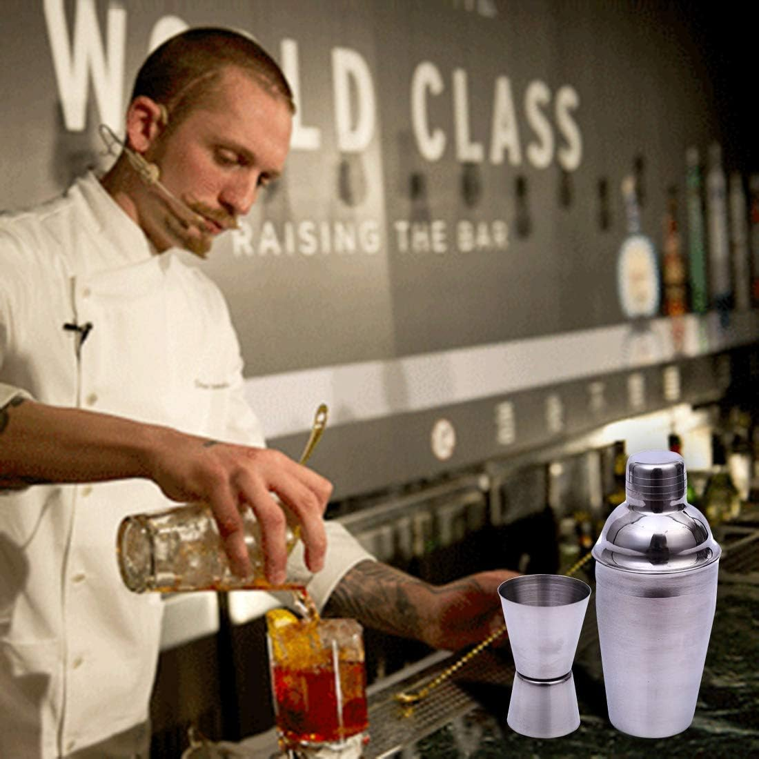 Kitchenware Gadgets 5 in 1 Classic Stainless Steel Shaker Set, Capacity: 550Ml (Shaker + Jigger + Strainer + Ice Clip + Stirrer Pipe)(Silver) Kitchenware Gadgets image number 3