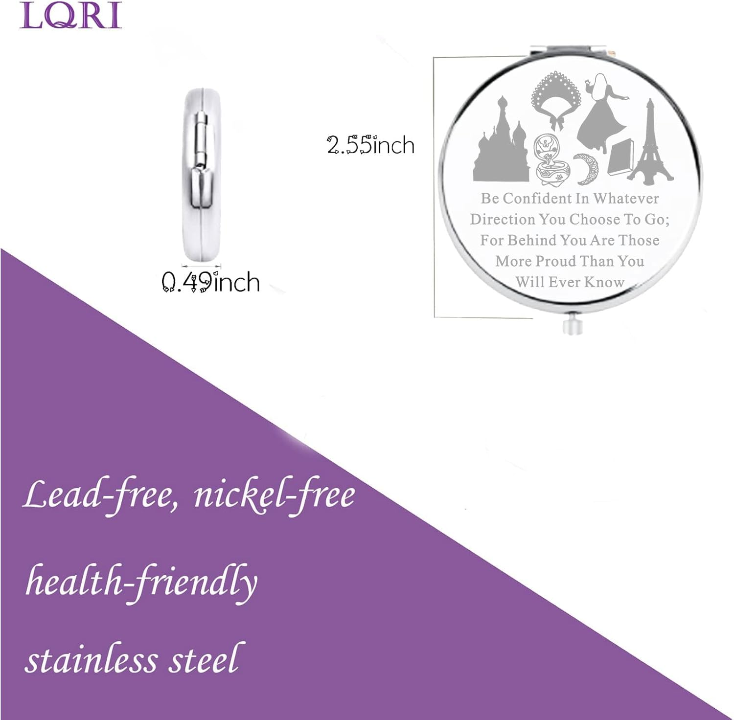 LQRI Musical Lover Makeup Mirror Anastasia Broadway Musical Gift for Musical Actor Musical Movie Fans Pocket Mirror image number 2