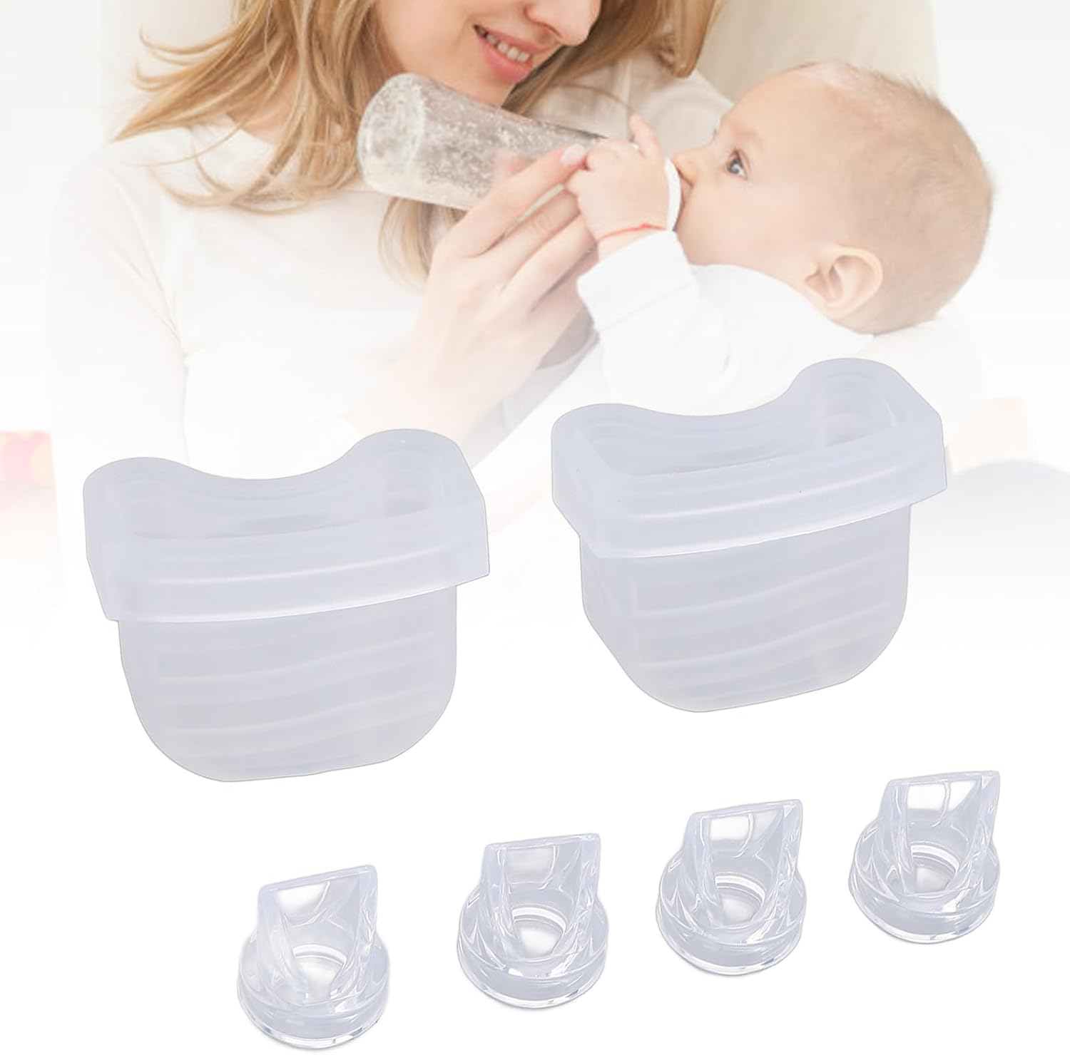 4Pcs Duckbill Valves and 2Pcs Silicone Diaphragm for S21 Wearable Breastfeeding Pump Replacement Pump Parts, Leak Prevention image number 5