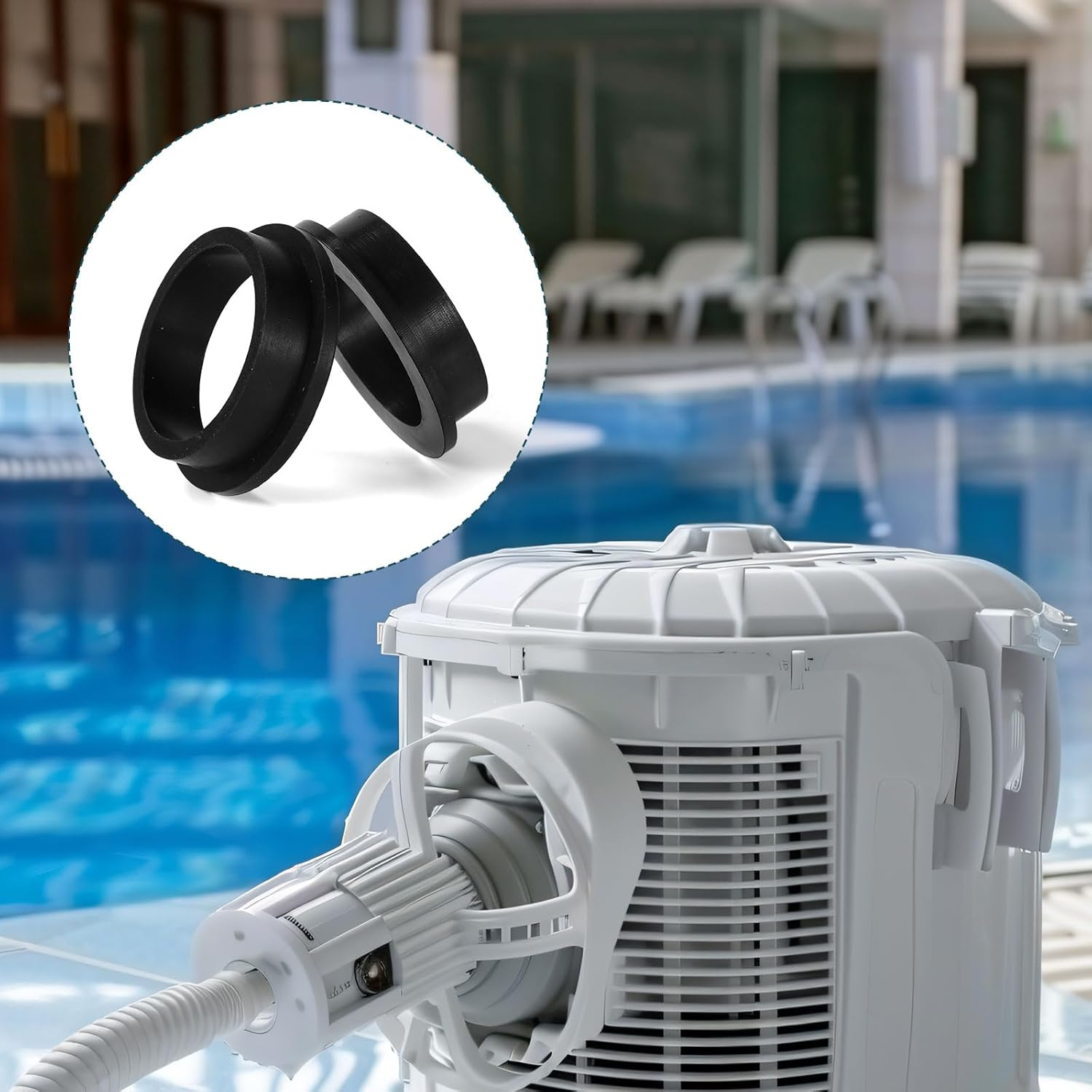 5Pcs 11228 and 2Pcs 11412 Pool Pump Seal Gaskets, Black Rubber Pool L-Shape O-Ring Gaskets Compatible with Intex Sand Filter Pump Motors image number 4