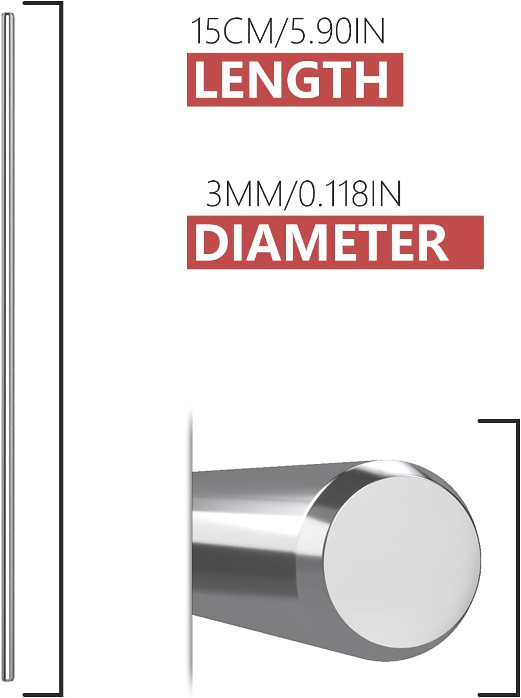 EKIND 10Pcs round Axles Shaft Rod/Straight Metal round Shaft Rod Bars for DIY Model Toy, RC Car, RC Helicopter Airplane (3Mm X 150Mm) - 3Mm*100Mm image number 3