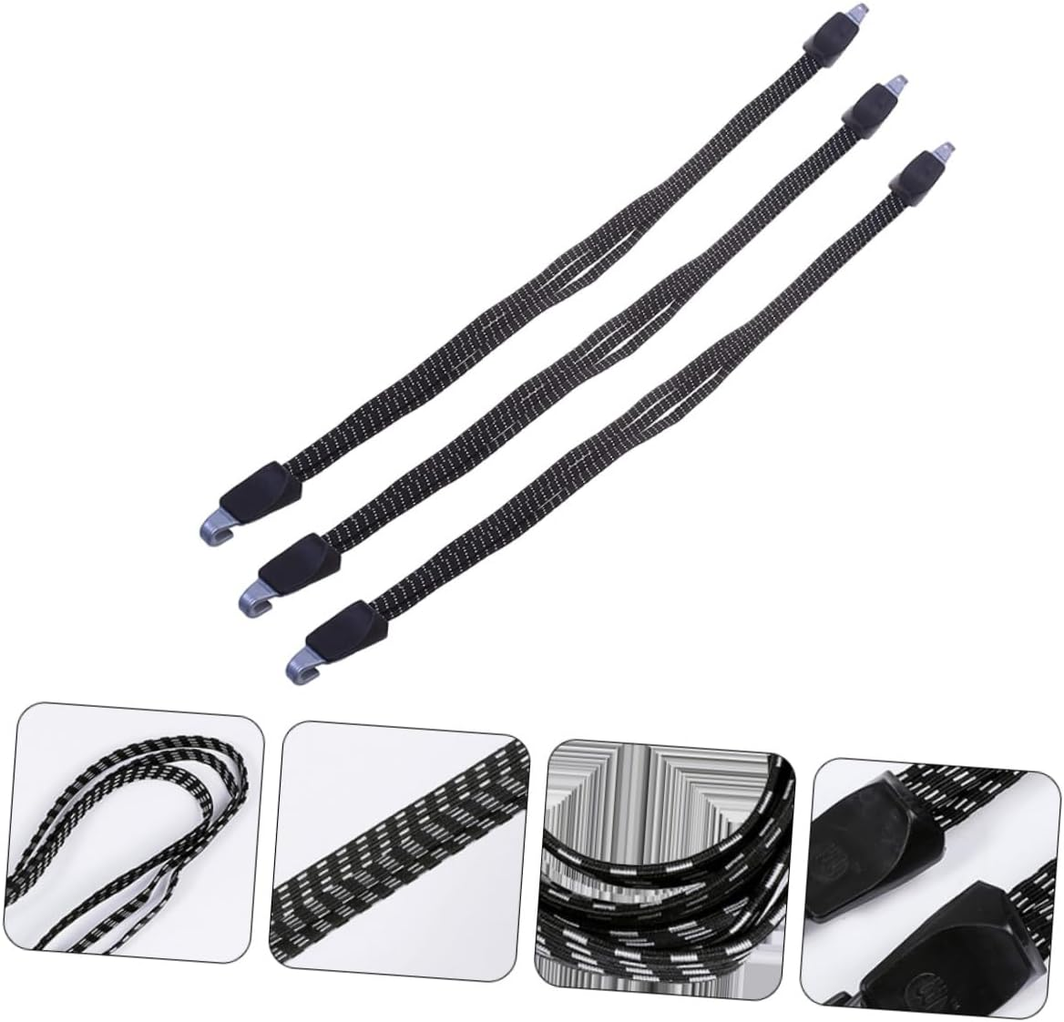Happyyami 3Pcs Luggage Rope Straps Bungee Cords Hooks Elastic Cord for Secure Cargo Net image number 6