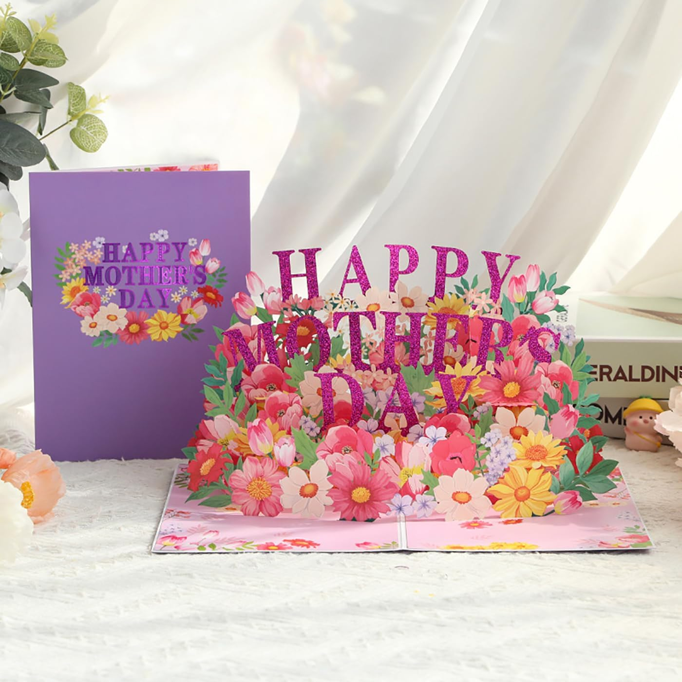 Mothers Day Card,3D Pop up Happy Greeting Card,Flowers Pop up Card for Best Mom Wife Grandma,For Birthday, Mothers Day, Anniversary image number 3