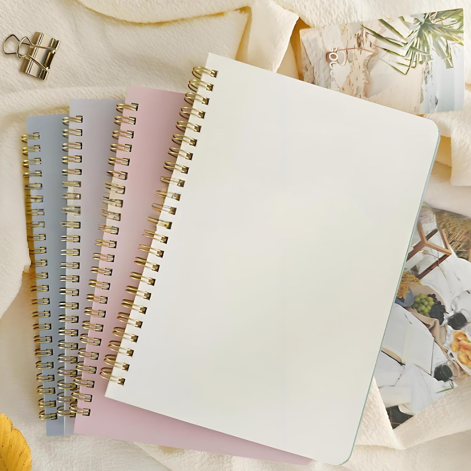 TUNJEJINY Lined Spiral Journal Notebook, A5 College Ruled Journals for Women Men, 100 GSM College Ruled Notebooks for Writing Note Taking and Office School Supplies 6.1" X 8.47" 136 Pages (Green) - Blue image number 2