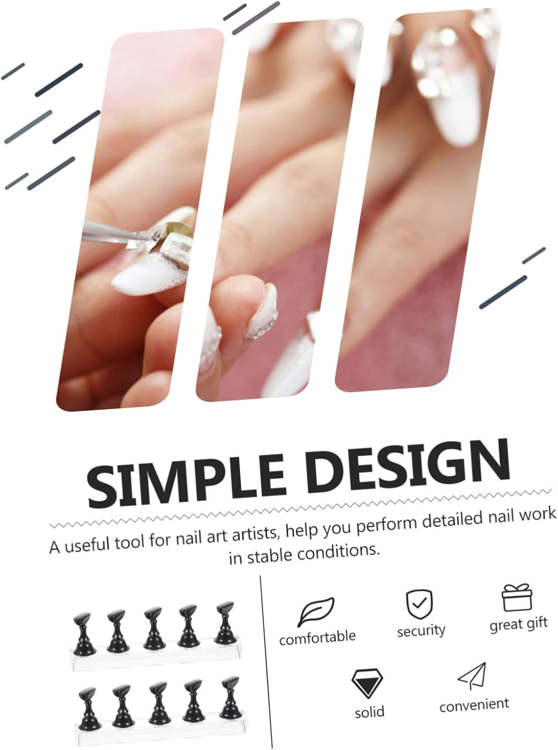 CALLARON 2Sets Diy Nail Tip Holder Stand Magnetic Base for Nail Art Practice Display