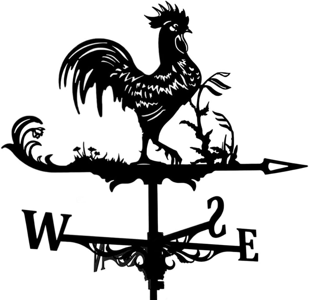 Blesiya Metal Rooster Weathervane Roof Mount Weather Vane Outdoor Farm Barn Ornament image number 6