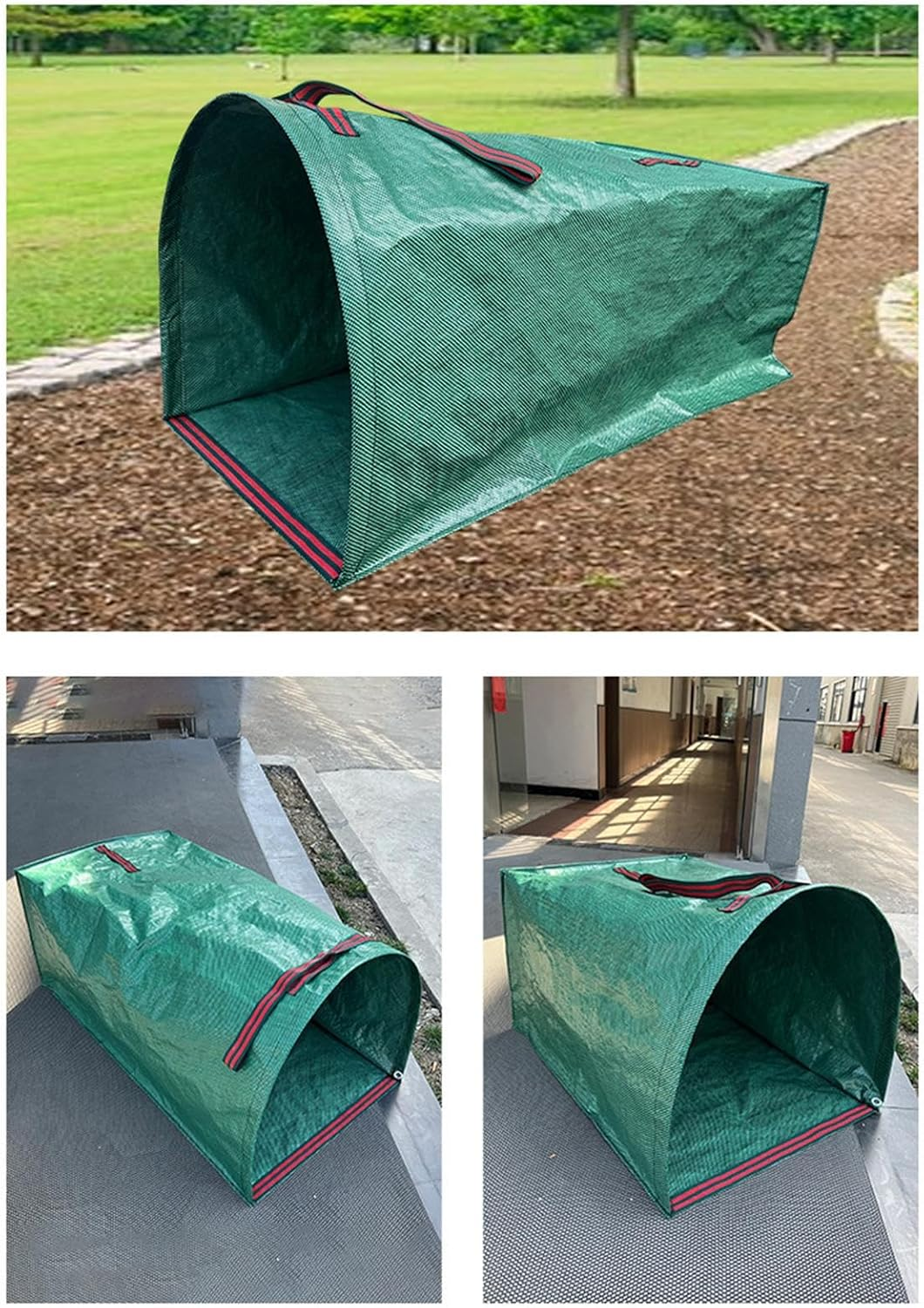 Garden Waste Bags, 2 Heavy Duty Garden Bags, Reusable Sacks with Handles, Waterproof Foldable Bag for Waste & Rubbish, Ideal for Collecting Grass Leaves - 200L image number 5