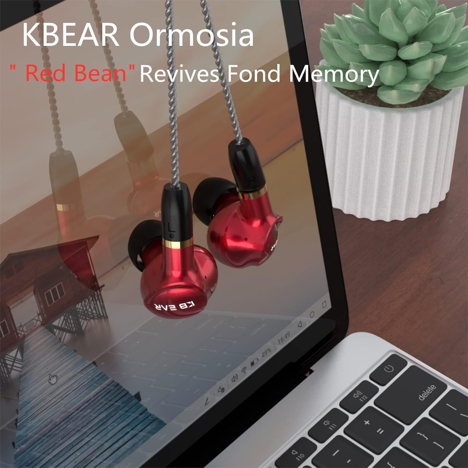 Kbear Ormosia Wired IEM Earphones Bass Earphones Earphones Sound Cancelling Earphones with MMCX Wire 1BA 1DD Driver without Microphone for PC Computer for Musicians (Red) image number 3