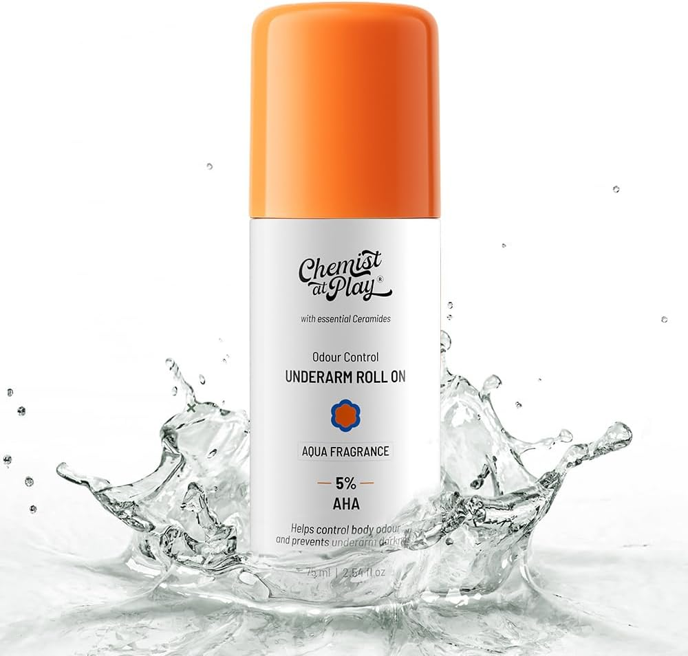 Chemist at Play Underarm Roll-On with 5% AHA, Lactic Acid & 1% Mandelic Acid | Prevents Body Odour, Brightens Skin & Exfoliates Underarm | for Sensitive Skin | Aqua Fragrance | Alcohol Free - 75Ml image number 4