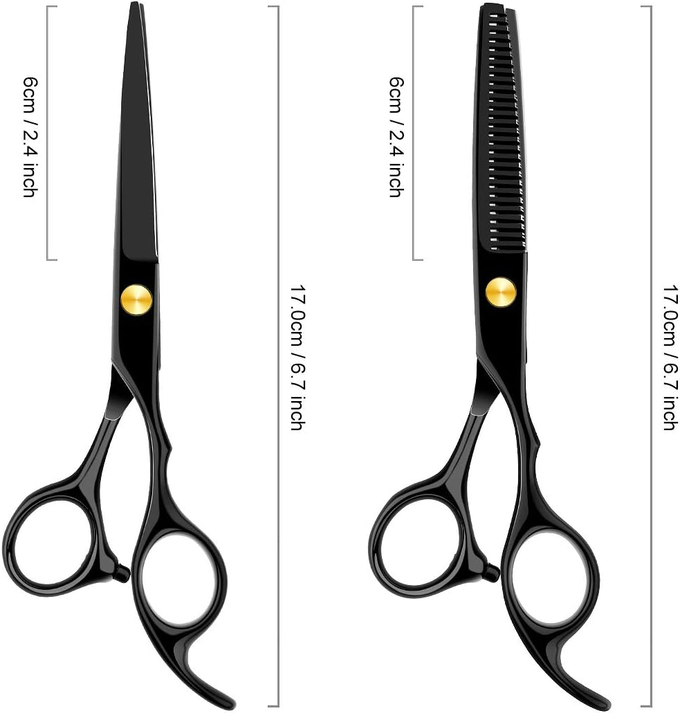 Professional Home Hair Cutting Kit - Quality Home Haircutting Scissors Barber/Salon/Home Thinning Shears Kit with Comb and Case for Men and Women - Sliver image number 7