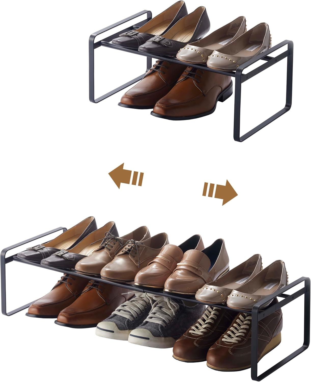 Yamazaki Home Adjustable Shoe Rack-Spacesaving Storage Solution, One Size, White