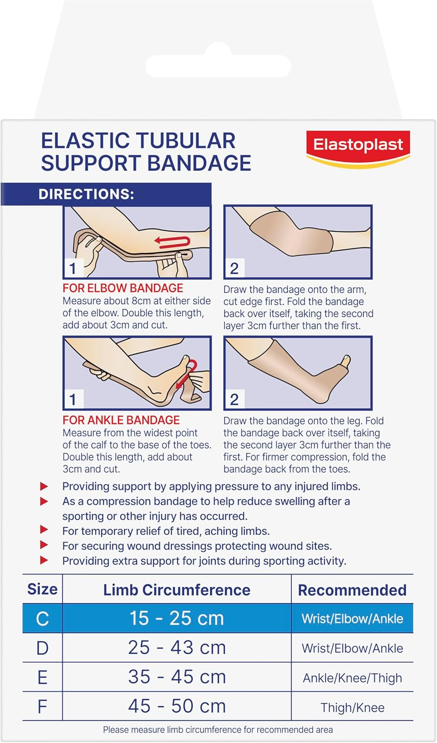 Elastoplast Elastic Tubular Support Bandage Size Small C | 1M Length | 15-25Cm Circumference | Suitable for Wrists and Ankles | Compression Tube Bandage | Supportive Sleeve | Reduces Swelling image number 2