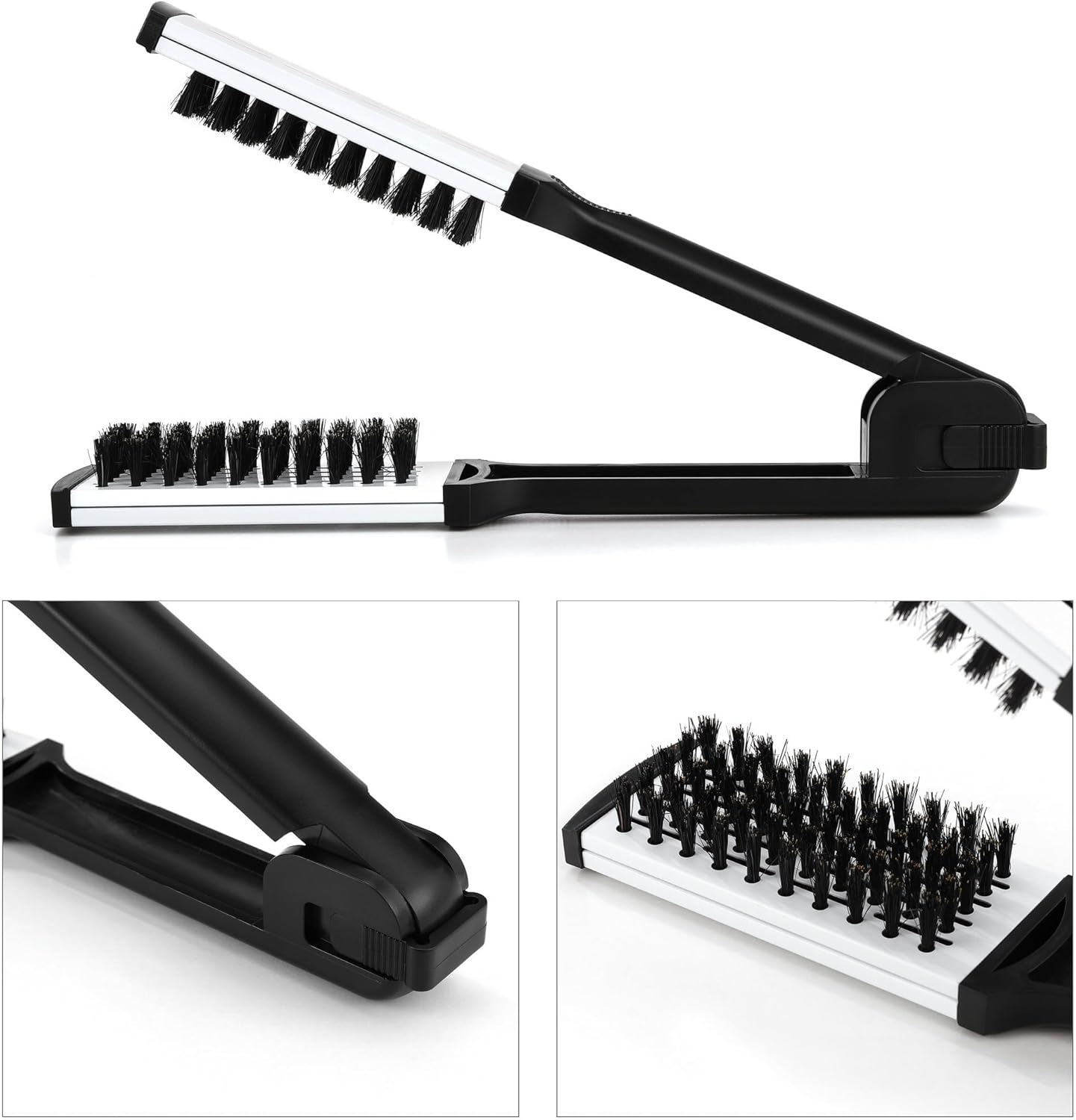 Ccbeauty Hair Straightener Brush Boar Bristles Clamp Comb Double Sided Straightening Brush Hair Styling Tool image number 3