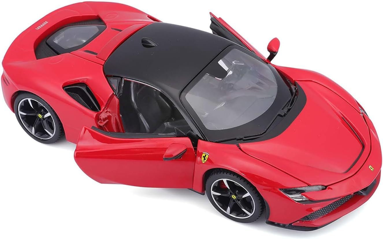 Ferrari SF90 Stradale Red with Black Top 1/24 Diecast Model Car by Bburago 26028 image number 5
