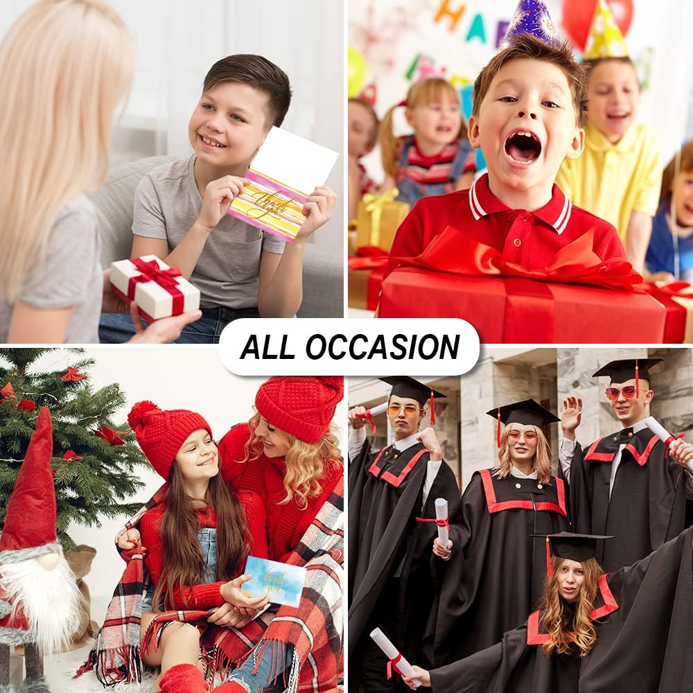 48 All Occasion Thank You Cards with Envelopes, Assorted Blank Note Cards, 6 Watercolor Design, 4X6 Inches Blank Stationary Thank You Cards with Envelopes Set image number 1